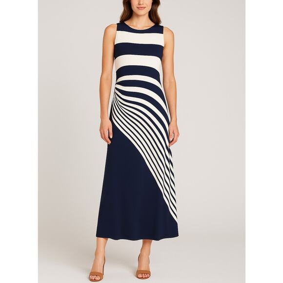 Soft Surroundings Vela Infinity Striped Maxi Dress Navy/White NWT Petite S - Picture 1 of 15
